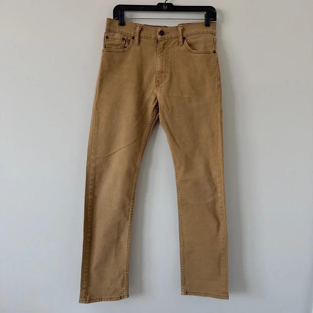 Levi's 513 Mens Khaki‎ Tan Denim Slim Straight Jeans Size 30x32 Neutral Classic